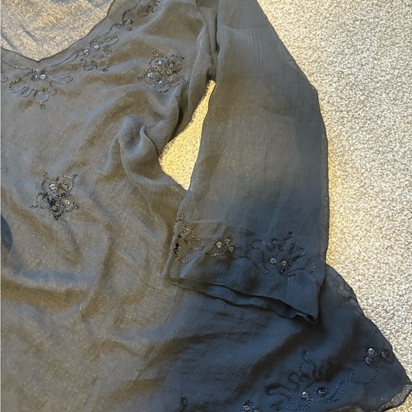 Y2K Lightweight Summer Sleek Sheer Black Women's Coverup Top Size Medium - Picture 10 of 13